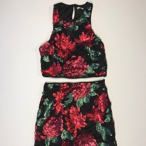 Floral Sequin Two Piece Set